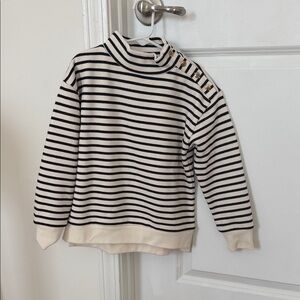 Crewcuts Black and Cream Striped Turtleneck Sweater